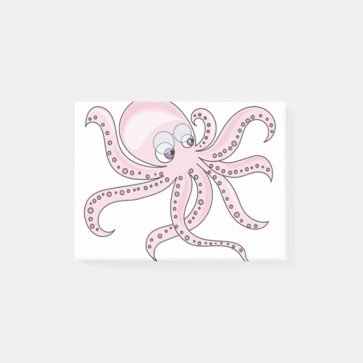 Funny Pink Octopus Post-it® Notes (Voorkant)