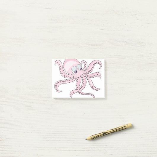 Funny Pink Octopus Post-it® Notes (Op bureau)