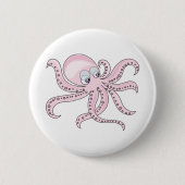 Funny Pink Octopus Ronde Button 5,7 Cm (Voorkant)