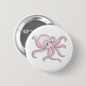 Funny Pink Octopus Ronde Button 5,7 Cm (Voorkant /achterkant)