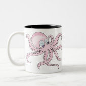 Funny Pink Octopus Tweekleurige Koffiemok (Links)