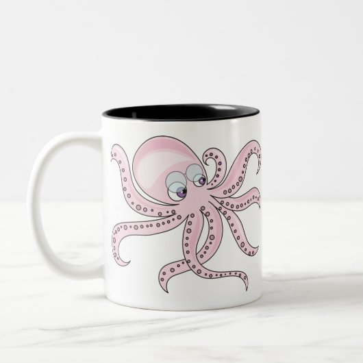 Funny Pink Octopus Tweekleurige Koffiemok (Links)