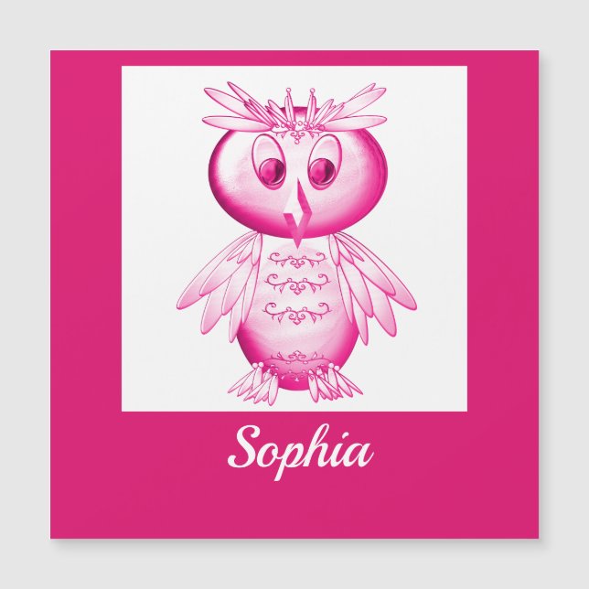 Funny Pink Owl Aangepaste kinderen (Voorkant)