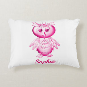Funny Pink Owl Aangepaste kinderen Accent Kussen