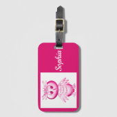 Funny Pink Owl Aangepaste kinderen Bagagelabel (Voorkant (verticaal))