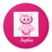 Funny Pink Owl Aangepaste kinderen Keramische Knop (Voorkant)