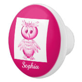 Funny Pink Owl Aangepaste kinderen Keramische Knop (Rechts)