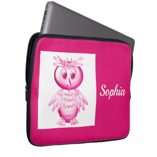 Funny Pink Owl Aangepaste kinderen Laptop Sleeve