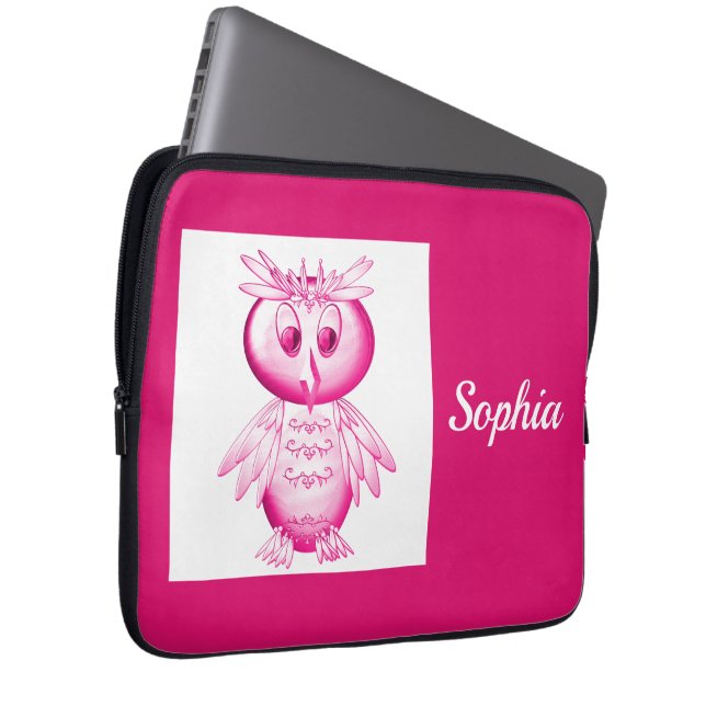 Funny Pink Owl Aangepaste kinderen Laptop Sleeve (Voorkant Rechts)