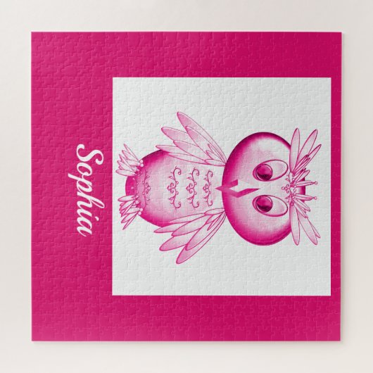 Funny Pink Owl Aangepaste kinderen Legpuzzel (Horizontaal)
