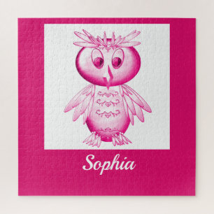 Funny Pink Owl Aangepaste kinderen Legpuzzel