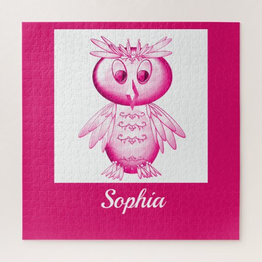 Funny Pink Owl Aangepaste kinderen Legpuzzel (Verticaal)