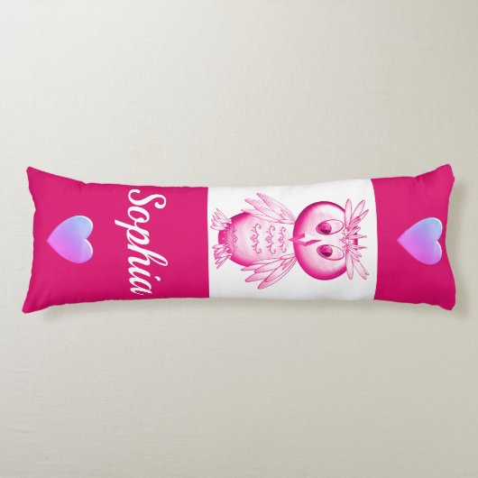 Funny Pink Owl Aangepaste kinderen Lichaamskussen (Voorkant)