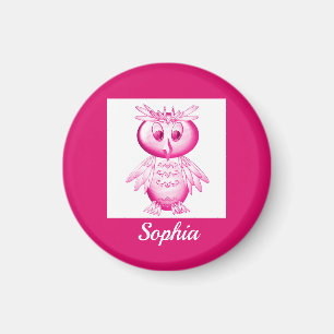 Funny Pink Owl Aangepaste kinderen Magneet