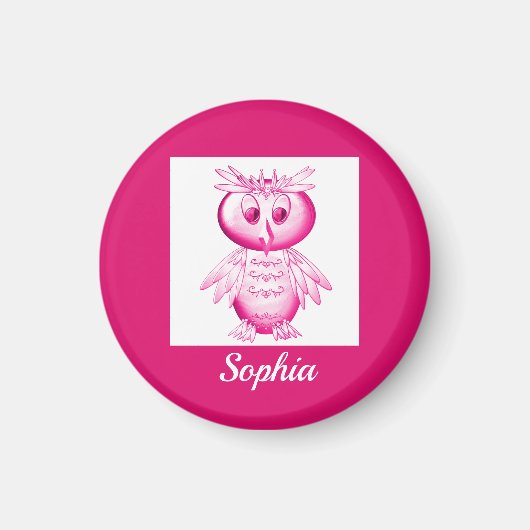 Funny Pink Owl Aangepaste kinderen Magneet (Voorkant)