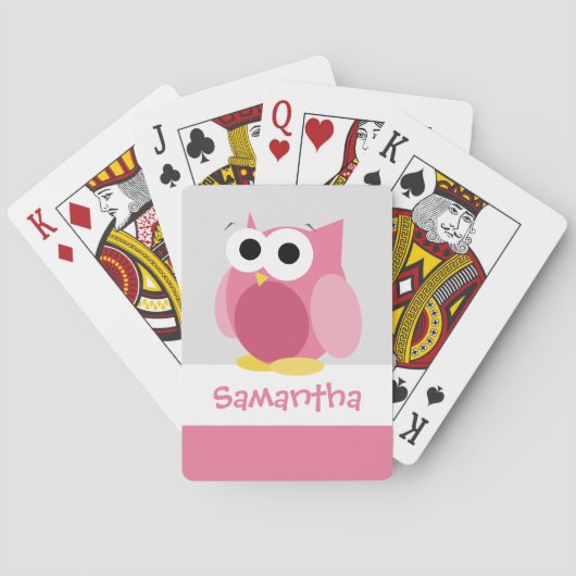 Funny Pink Owl Kinder Persoonlijke speelkaarten (Achterkant)