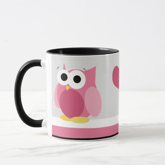 Funny Pink Owl with Hearts - mok (Links)