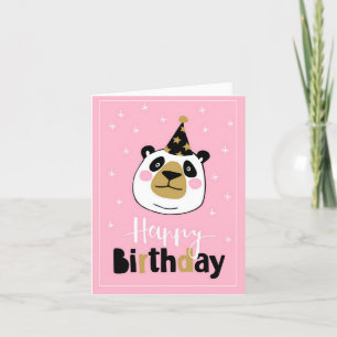 Funny Pink Panda Happy Birthday Card Feestdagen Kaart
