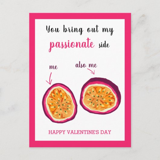 Funny Pink Passion Fruit Valentijnsdag Briefkaart (Voorkant)