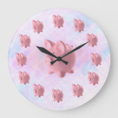 Funny Pink Pig Design Grote Klok (Voorkant)