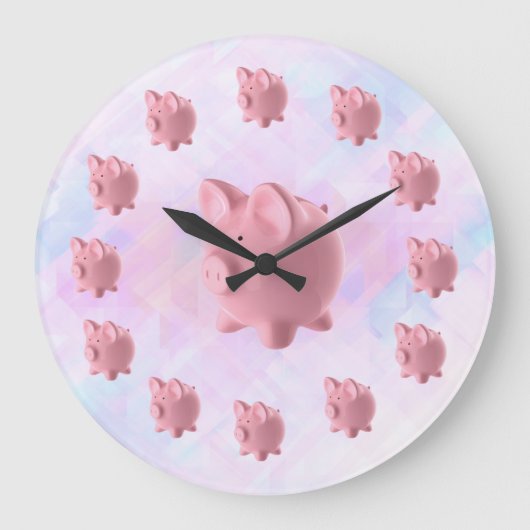 Funny Pink Pig Design Grote Klok (Voorkant)