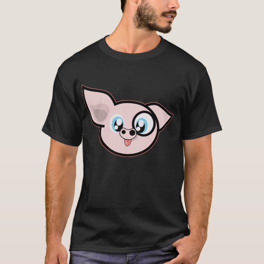 Funny Pink Pig Head T-shirt (Voorkant)