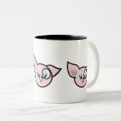 Funny Pink Pig Head Tweekleurige Koffiemok (Voorkant rechts)