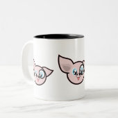 Funny Pink Pig Head Tweekleurige Koffiemok (Voorkant links)