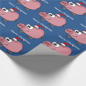 Funny Pink Pig in Santa Hat Cadeaupapier (Hoek)