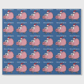 Funny Pink Pig in Santa Hat Cadeaupapier (Vlak)