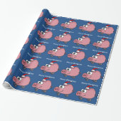 Funny Pink Pig in Santa Hat Cadeaupapier (Uitgerold)