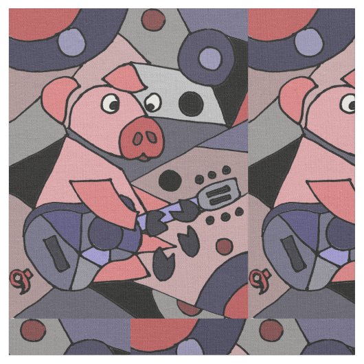 Funny Pink Pigar Abstract Fabric Stof (Close Up)
