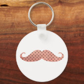 Funny Pink Polka Dots Mustache Sleutelhanger (Voorkant)