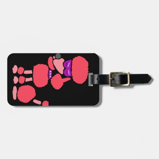 Funny Pink Poodle Dog Art Bagagelabel (Voorkant horizontaal)