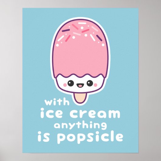 Funny Pink Popsicle Pun Poster (Voorkant)