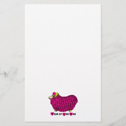Funny Pink Ram Chinese Year Zodiak Stationery Briefpapier (Voorkant)