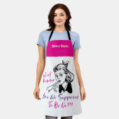 Funny Pink Retro Bunco Queen Monogram Apron Schort (Gedragen)