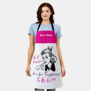 Funny Pink Retro Bunco Queen Monogram Apron Schort