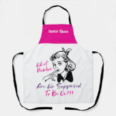 Funny Pink Retro Bunco Queen Monogram Apron Schort (Voorkant)