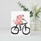 Funny Pink Riding Bicycle Briefkaart (Staand voorkant)