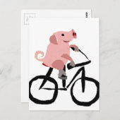 Funny Pink Riding Bicycle Briefkaart (Voorkant / Achterkant)