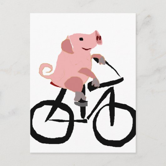 Funny Pink Riding Bicycle Briefkaart (Voorkant)
