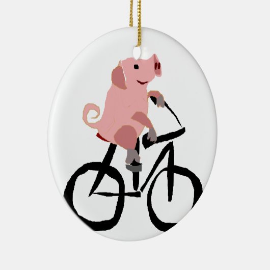 Funny Pink Riding Bicycle Keramisch Ornament (Rechts)