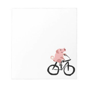 Funny Pink Riding Bicycle Notitieblok