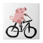 Funny Pink Riding Bicycle Tegeltje (Voorkant)