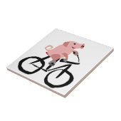 Funny Pink Riding Bicycle Tegeltje (Zijkant)