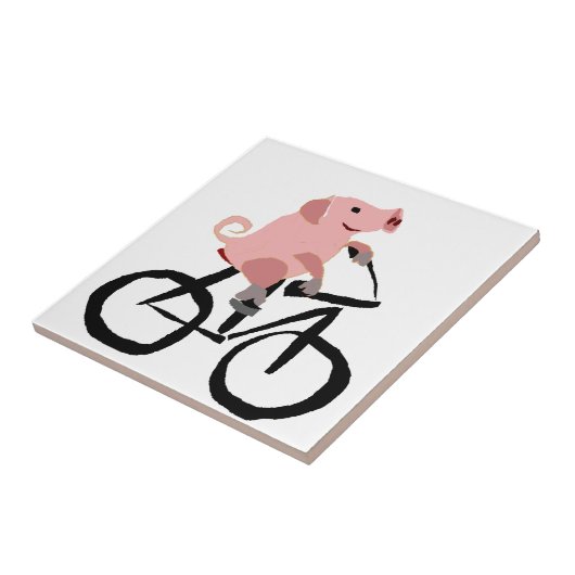 Funny Pink Riding Bicycle Tegeltje (Zijkant)