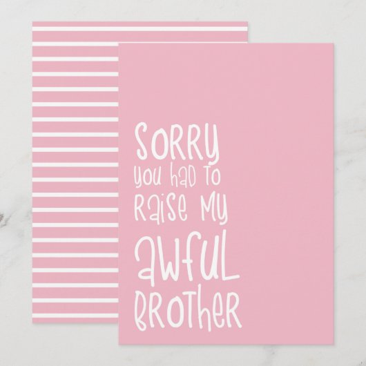 Funny Pink Simple Stripes Moederdag Kaart (Voorkant / Achterkant)