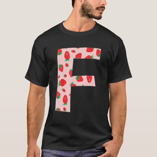 Funny Pink Strawberry Initiaal Monogram Letter F G T-shirt (Voorkant)