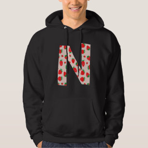 Funny Pink Strawberry Initiaal Monogram Letter N G Hoodie